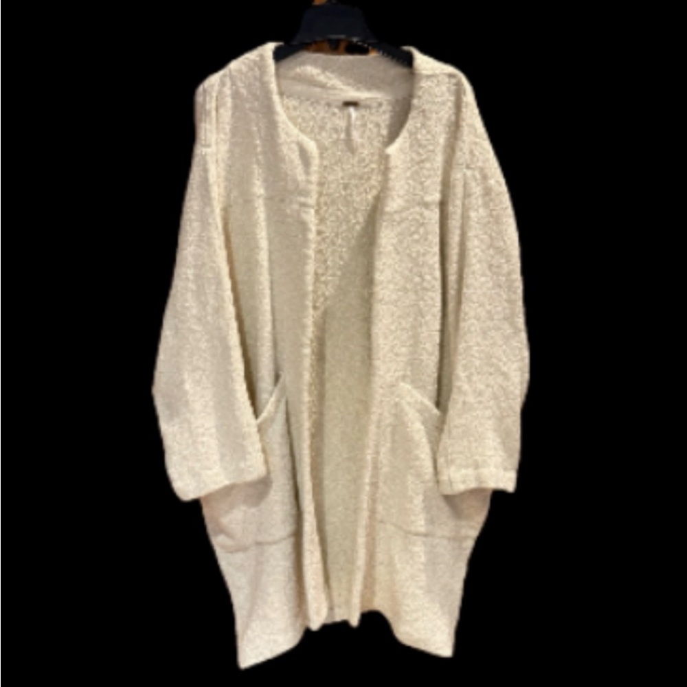 Free People Nightingale Cream Boucle Cardigan Open Front Size Medium